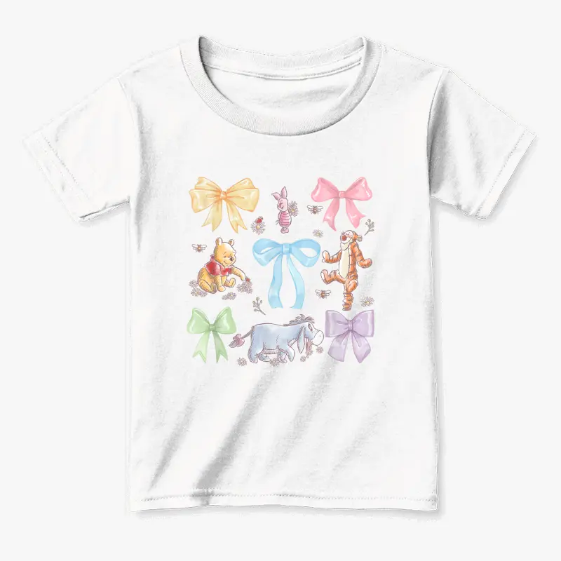 Disney Winnie the Pooh Cute Group Shot Sketch Chest Logo  Toddler Staple T-Shirt