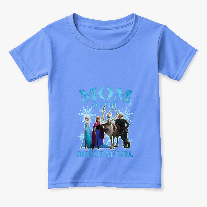 Womens Disney Frozen Mom Of The Birthday Girl Group Shot Chest Logo V-Neck  Toddler Staple T-Shirt